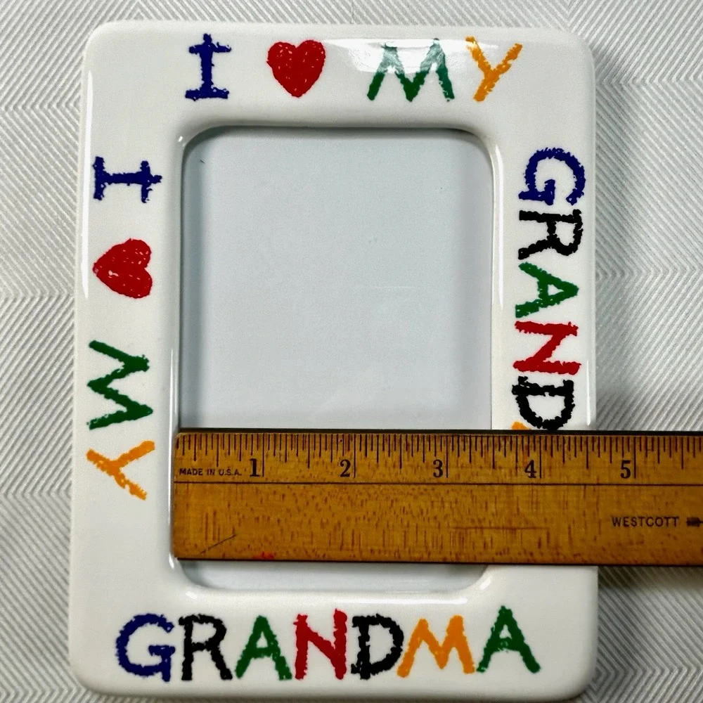 Vintage I LOVE MY GRANDMA Ceramic Picture/Photo Frame 4 x 6